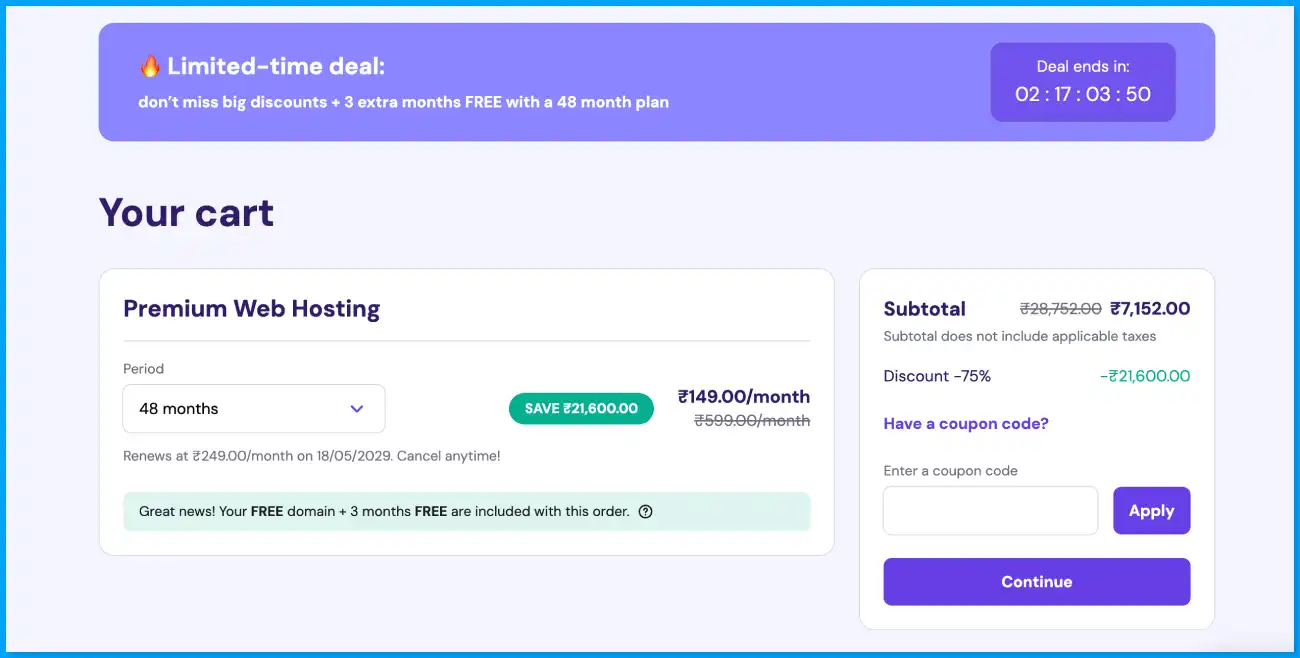 Select a Hosting Plan & Duration