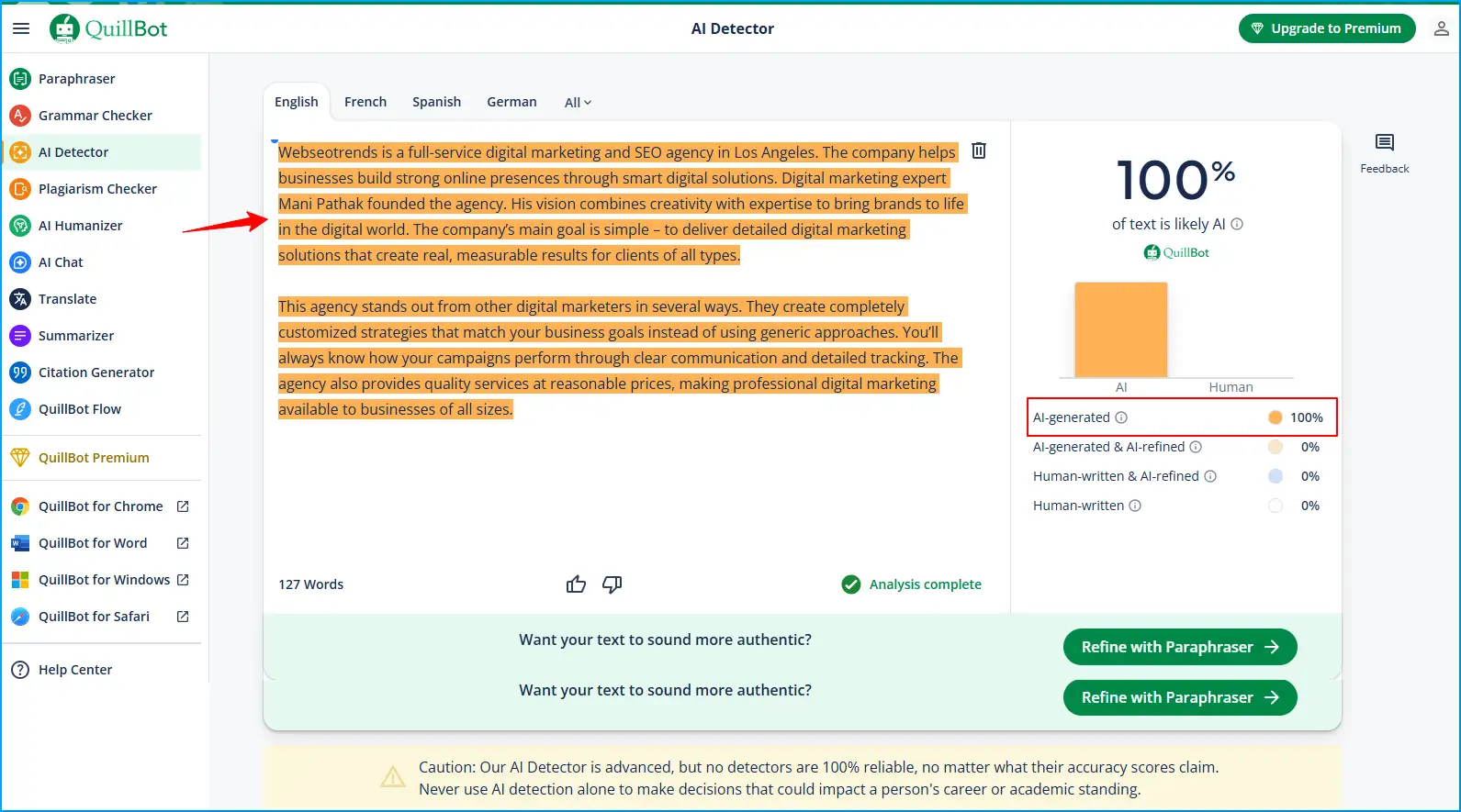AI content detector Quillbot