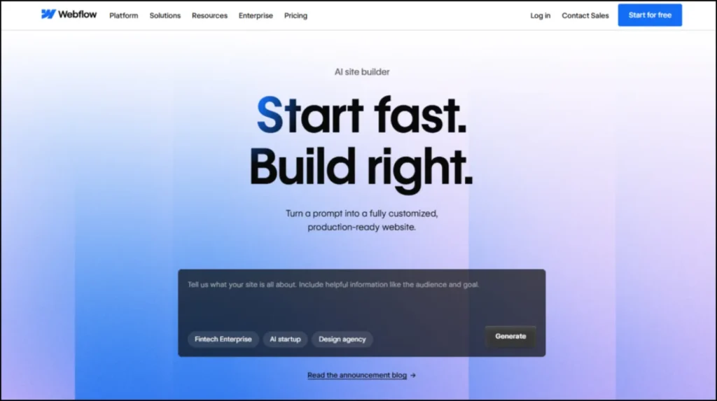 AI site builder | Webflow