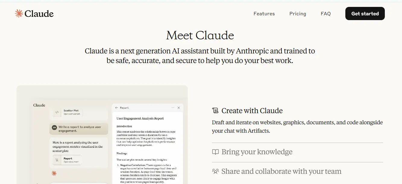 AI assistant Claude interface screenshot showing user engagement report and creation features – captured by Mani Pathak