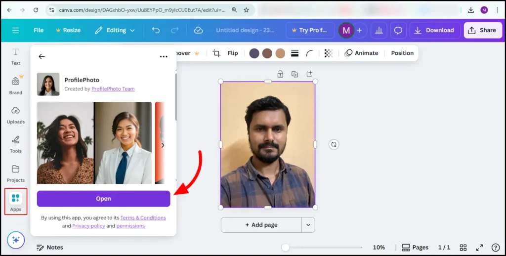 Start a New Design Project (Create AI Headshots)