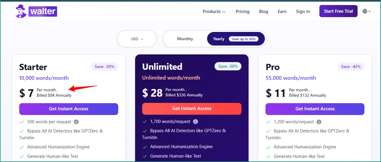 Walter Writes AI Pricing Plans