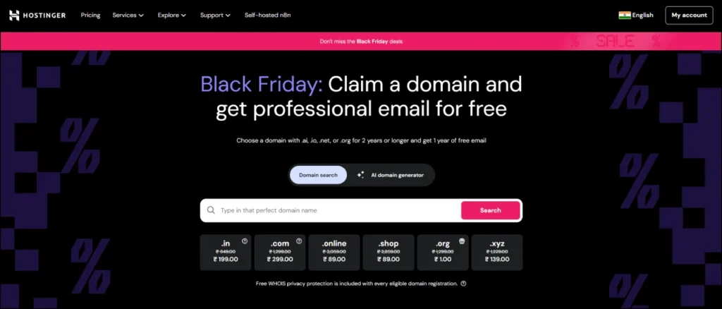 Hostinger Domain Name Registrars in India