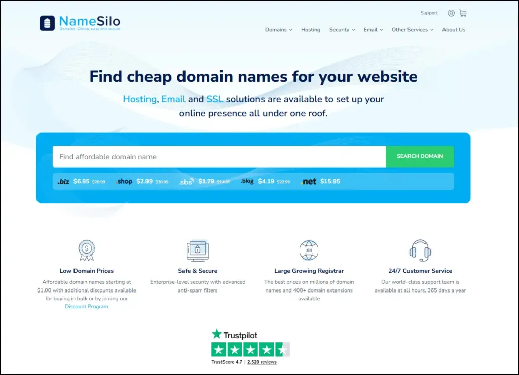 NameSilo Cheap Domain Names Domain Registrar 