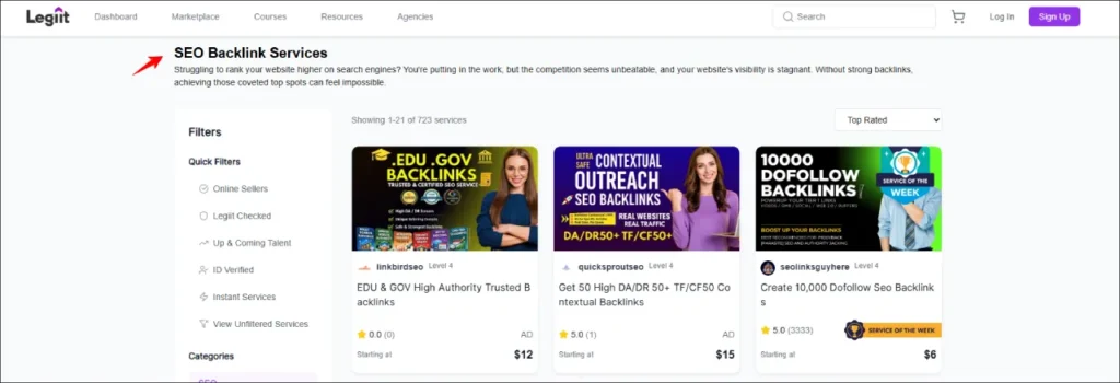 Best Places to Buy Backlinks Legiit.com Backlinks Service