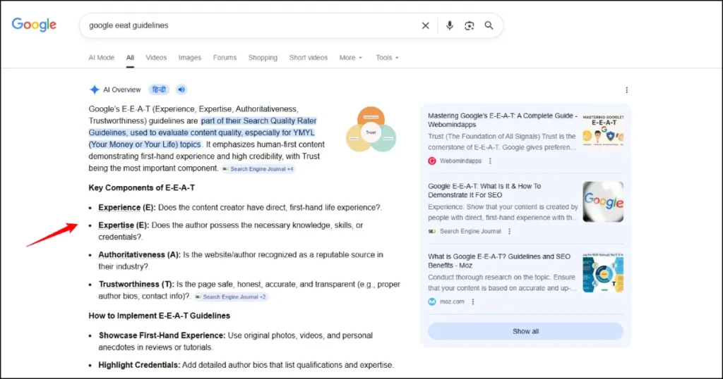 Google’s E-E-A-T (Experience, Expertise, Authoritativeness, Trustworthiness) guidelines