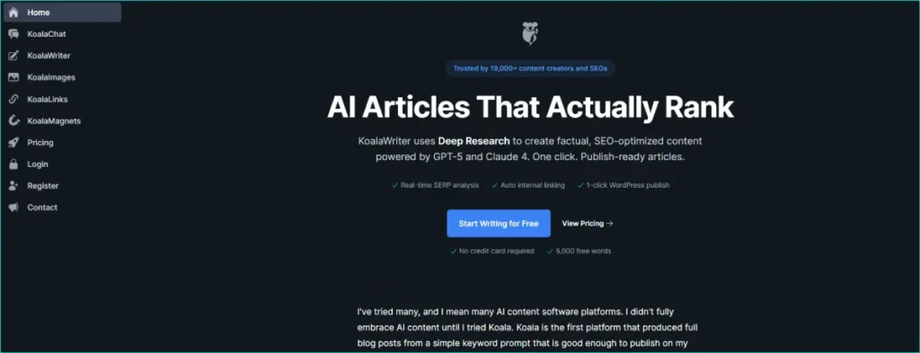 ai seo tools Koala AI - AI Writer and Chatbot