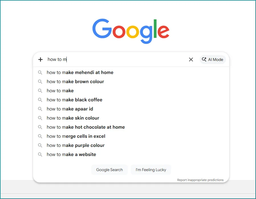 Example of Google people also search for suggestions in search results