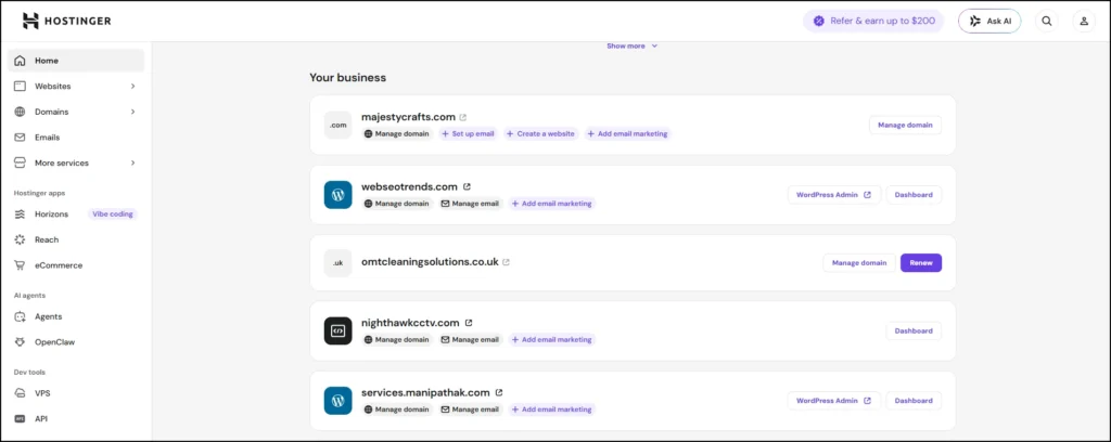 Hostinger hPanel