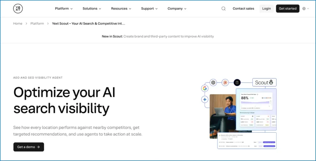 AI visibility tool Yext Scout